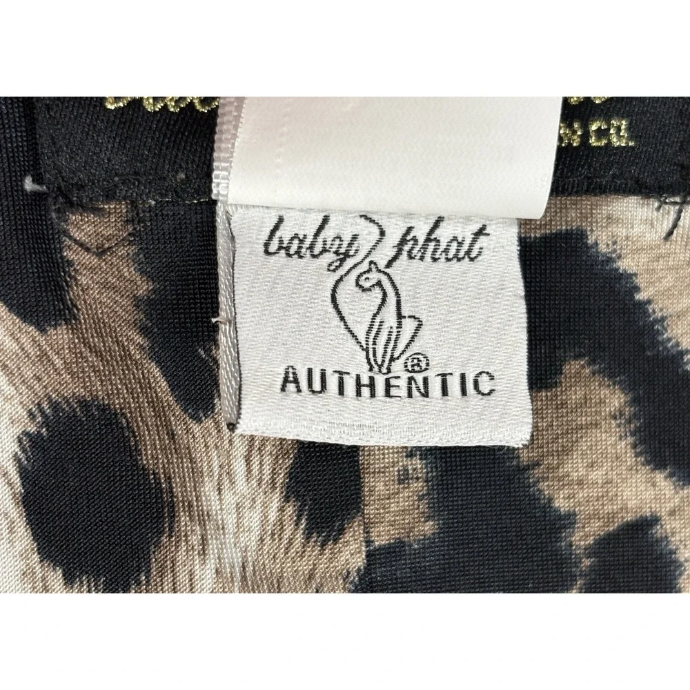 Baby Phat Y2K Leopard Print Ruched Bodycon Mini Dress Women's Small USA